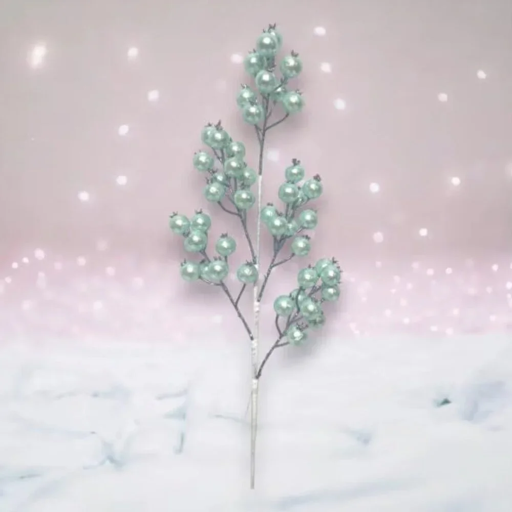 Pink, Blue or Green Christmas Decoration Berry Ball Pick Stem Craft Supplies